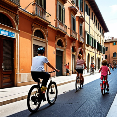 Home 6 **
"A vibrant, pedestrian-friendly 'Zona 30' street scene in Bologna, Italy, with children playing safely, cyclists enjoying a relaxed ride, and residents socializing. Emphasize the improved quality of life and community atmosphere. Capture the essence of the Italian lifestyle with traditional architecture as a backdrop."
**