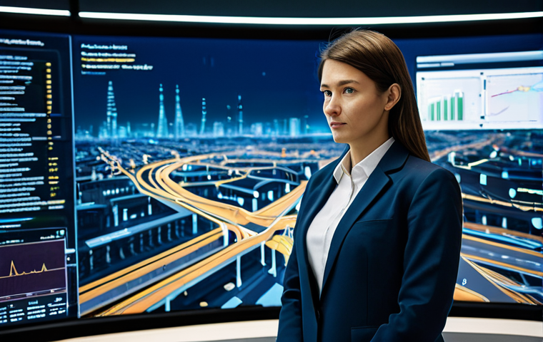 A professional urban planner, fully clothed in a modest business suit, stands in a sophisticated smart city operations center. Large holographic displays in the background show real-time traffic flows, public transport networks, and urban sensor data overlays for the city of Milan. The atmosphere is calm and efficient, with ambient lighting. Professional photography, high-resolution, detailed, cinematic lighting, fully clothed, appropriate attire, safe for work, professional, perfect anatomy, correct proportions, natural pose, well-formed hands, proper finger count, natural body proportions, appropriate content.